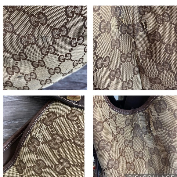 GUCCI Authentic Canvas Pelham Tote Bag Braided Leather Straps Horsebit Accents** - Picture 12 of 15